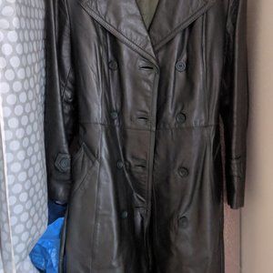 Genuine green leather women coat